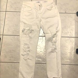 White Guess pants with ripped holes